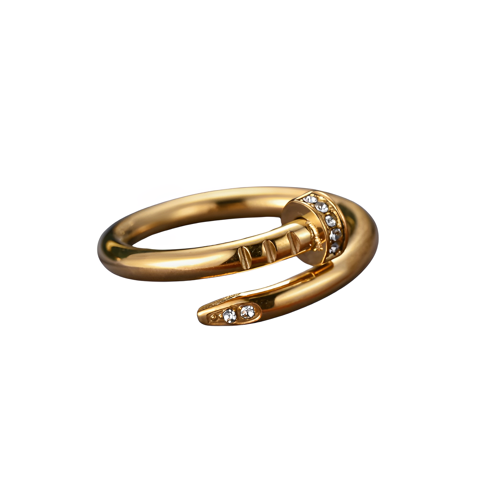 Anel Prego com Brilhantes- Banho em Ouro 18K