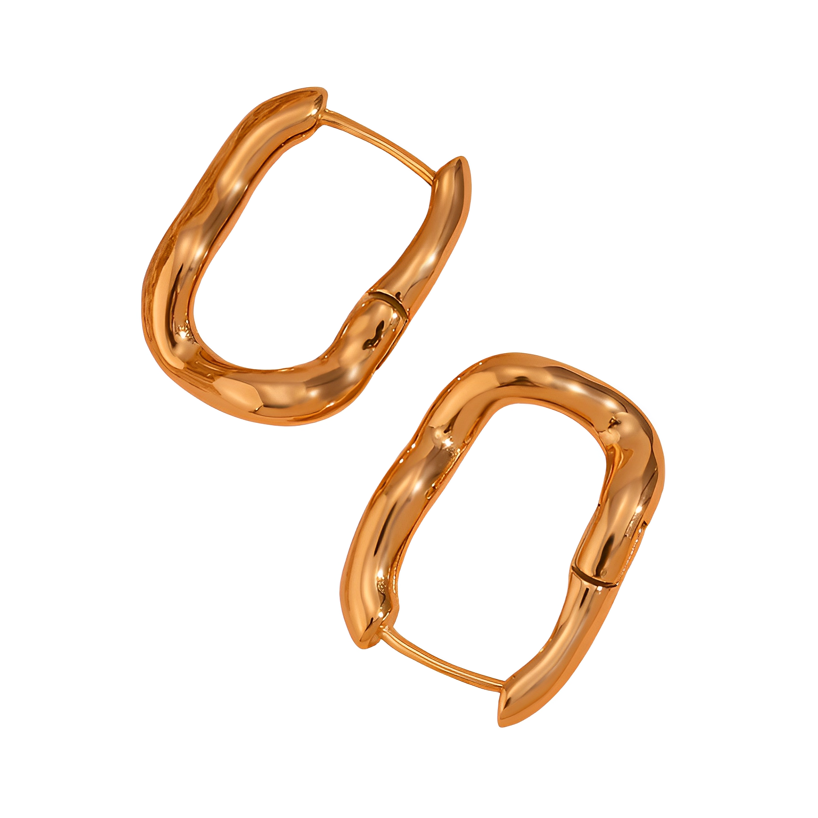 Brinco Wavy Square - Banho em Ouro 18K