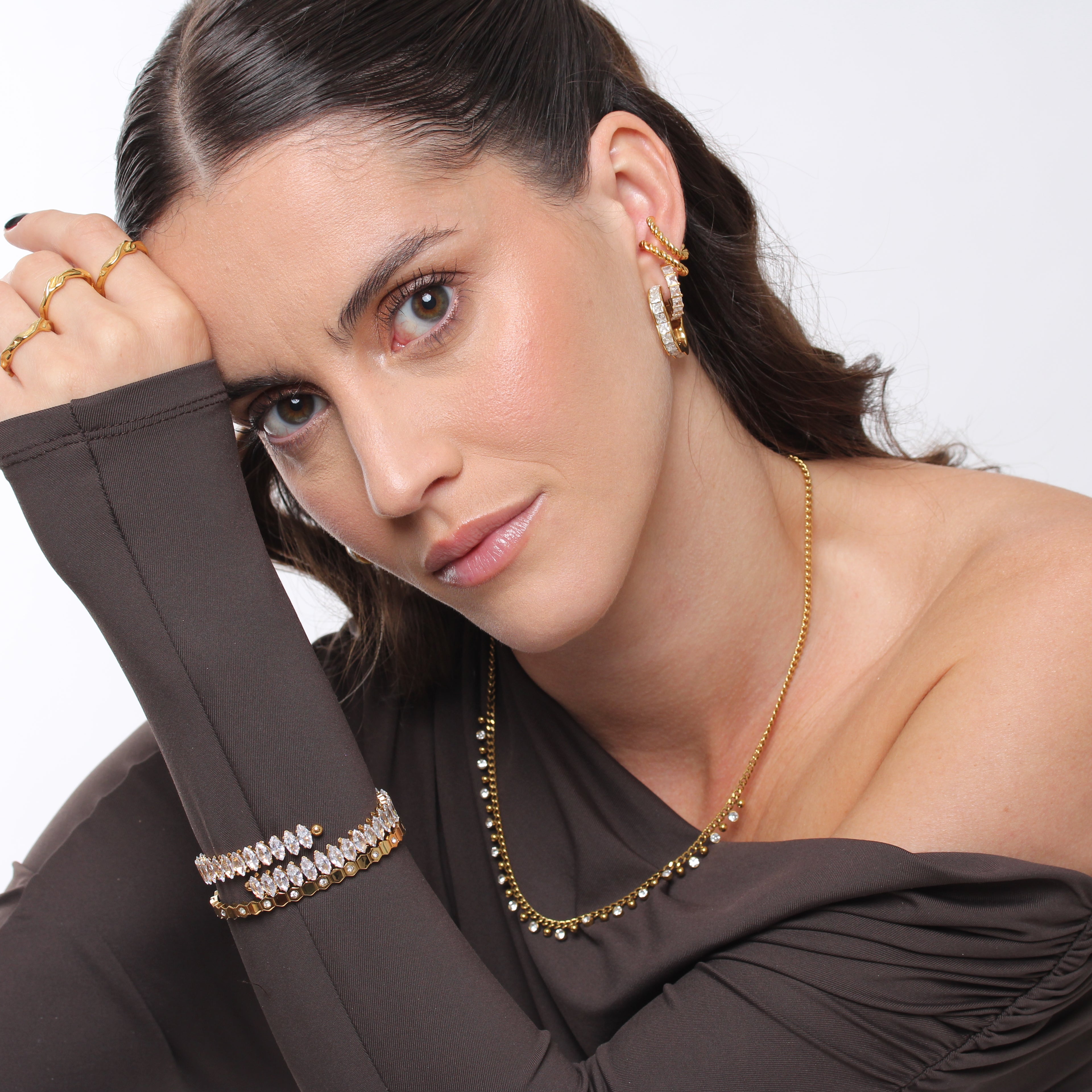 Bracelete Luxury com pedras Marquise - Banho em Ouro 18K
