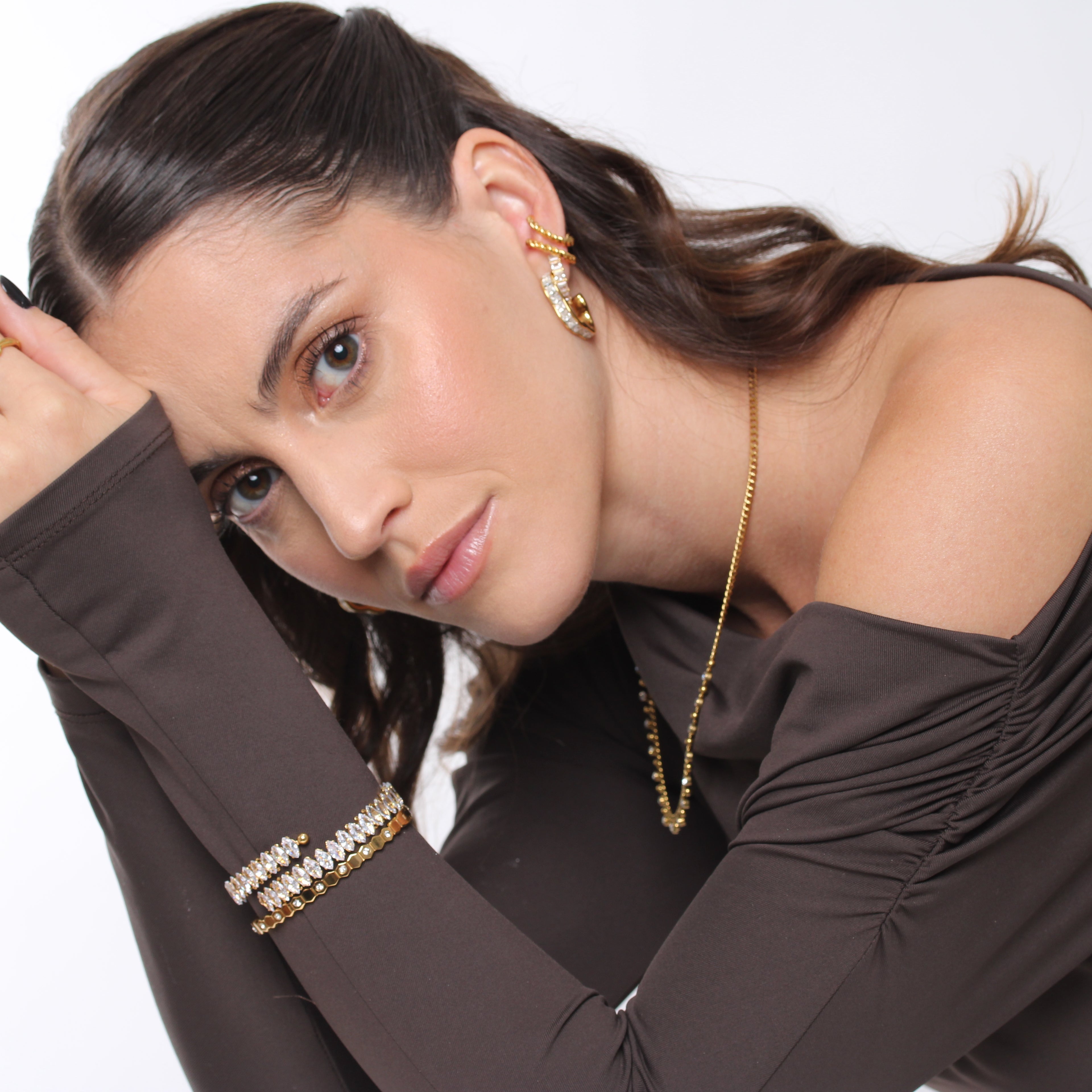 Bracelete Luxury com pedras Marquise - Banho em Ouro 18K
