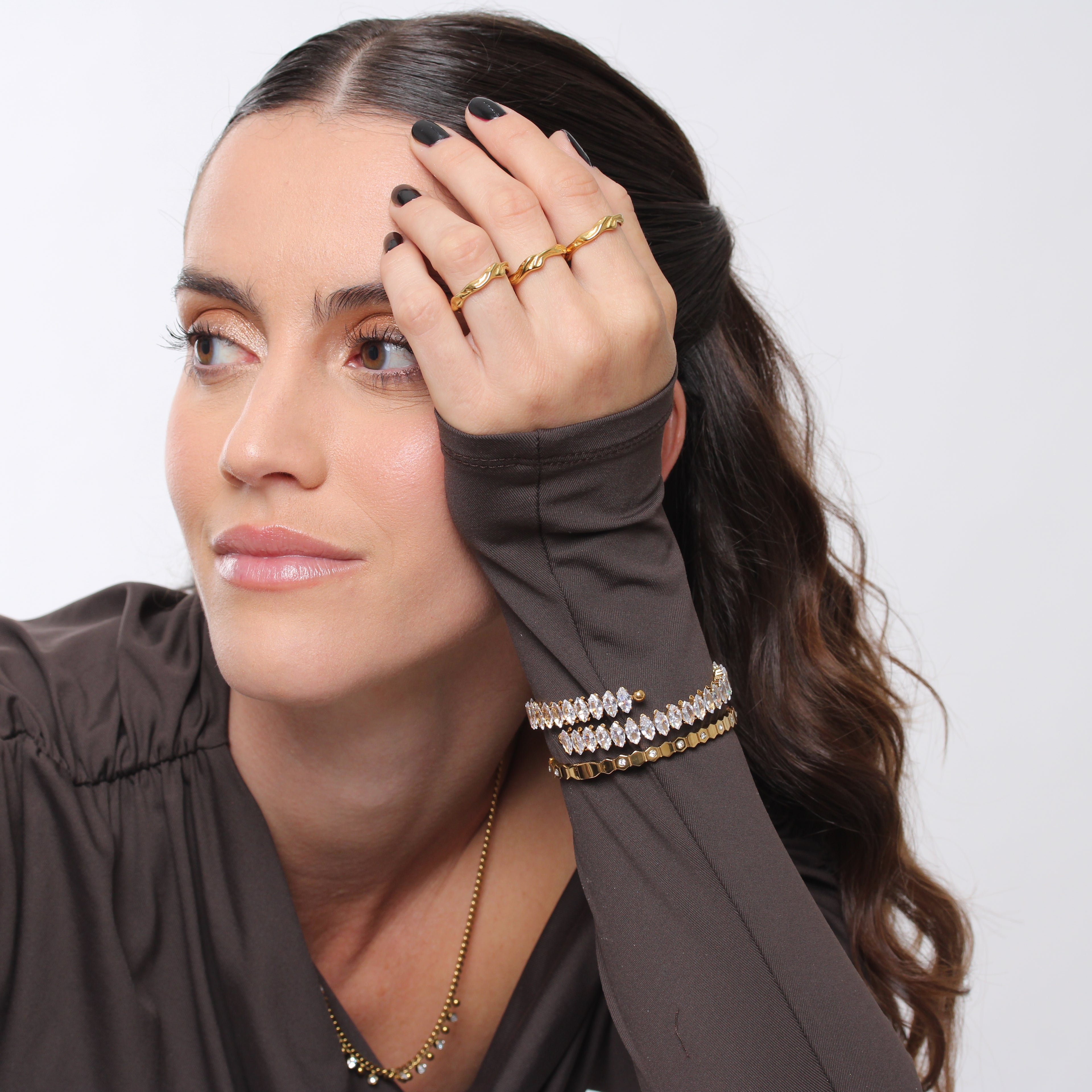 Bracelete Luxury com pedras Marquise - Banho em Ouro 18K