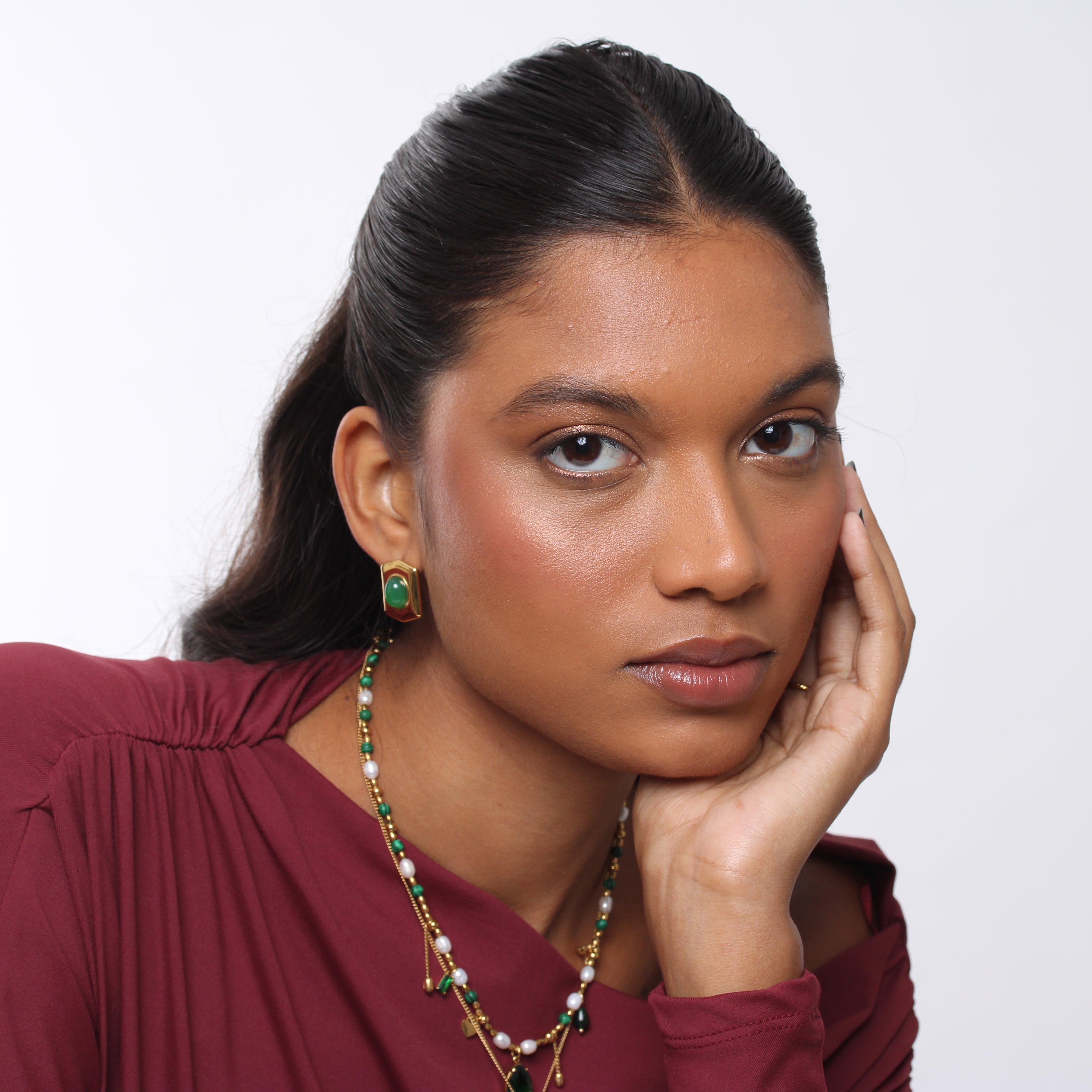 Brinco Agathe Stone - Banho em Ouro 18K