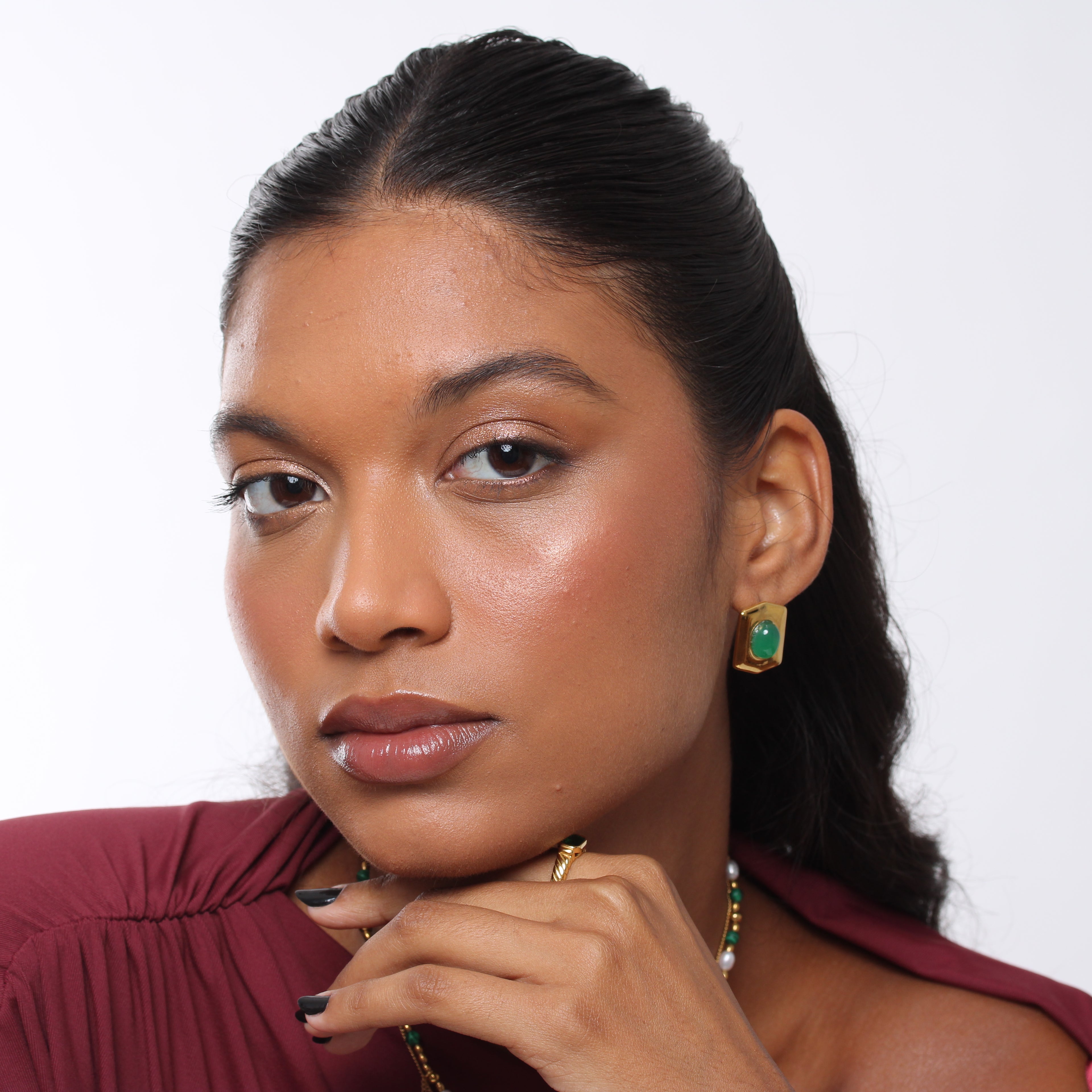 Brinco Agathe Stone - Banho em Ouro 18K