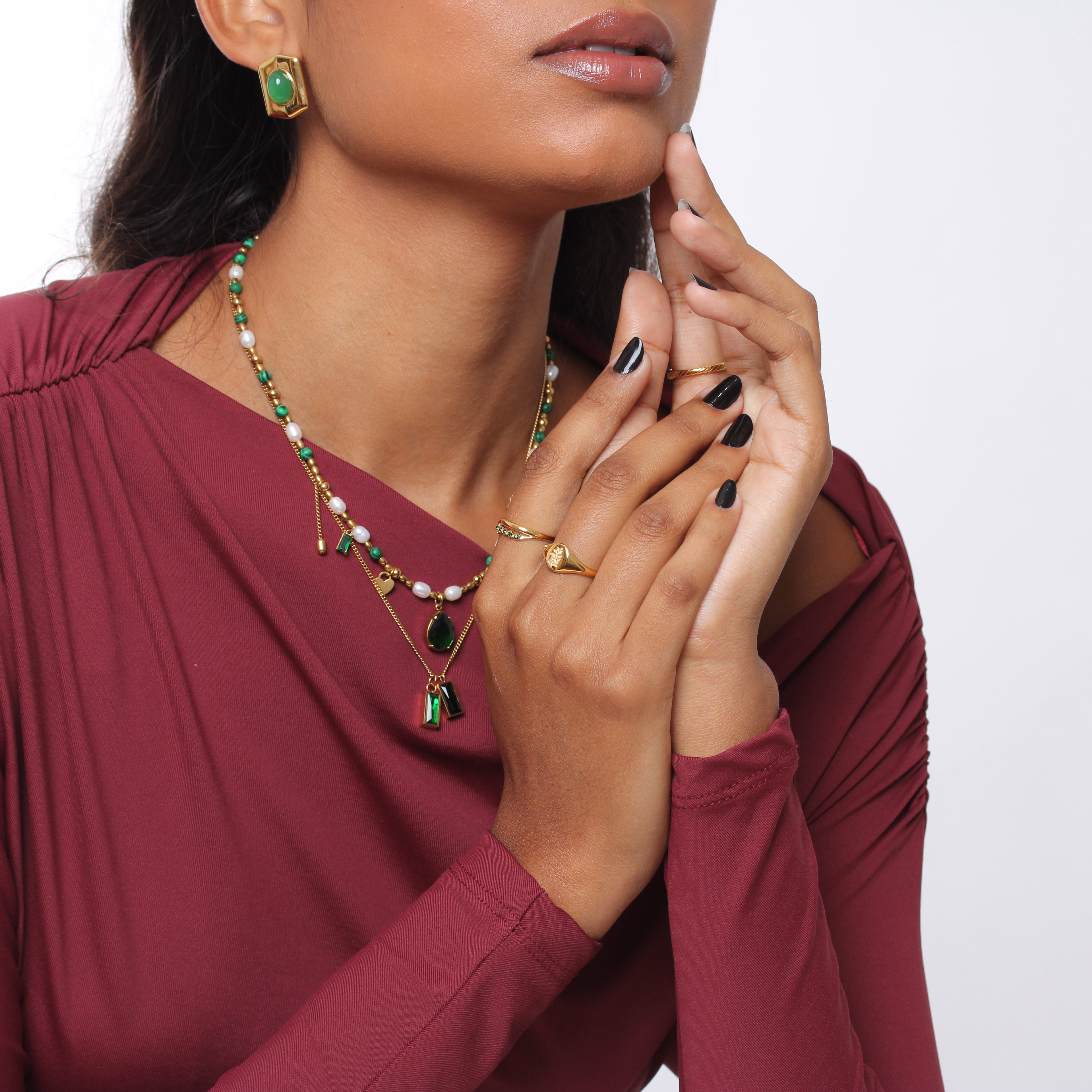 Anel Curvy Stones - Banho em Ouro 18K