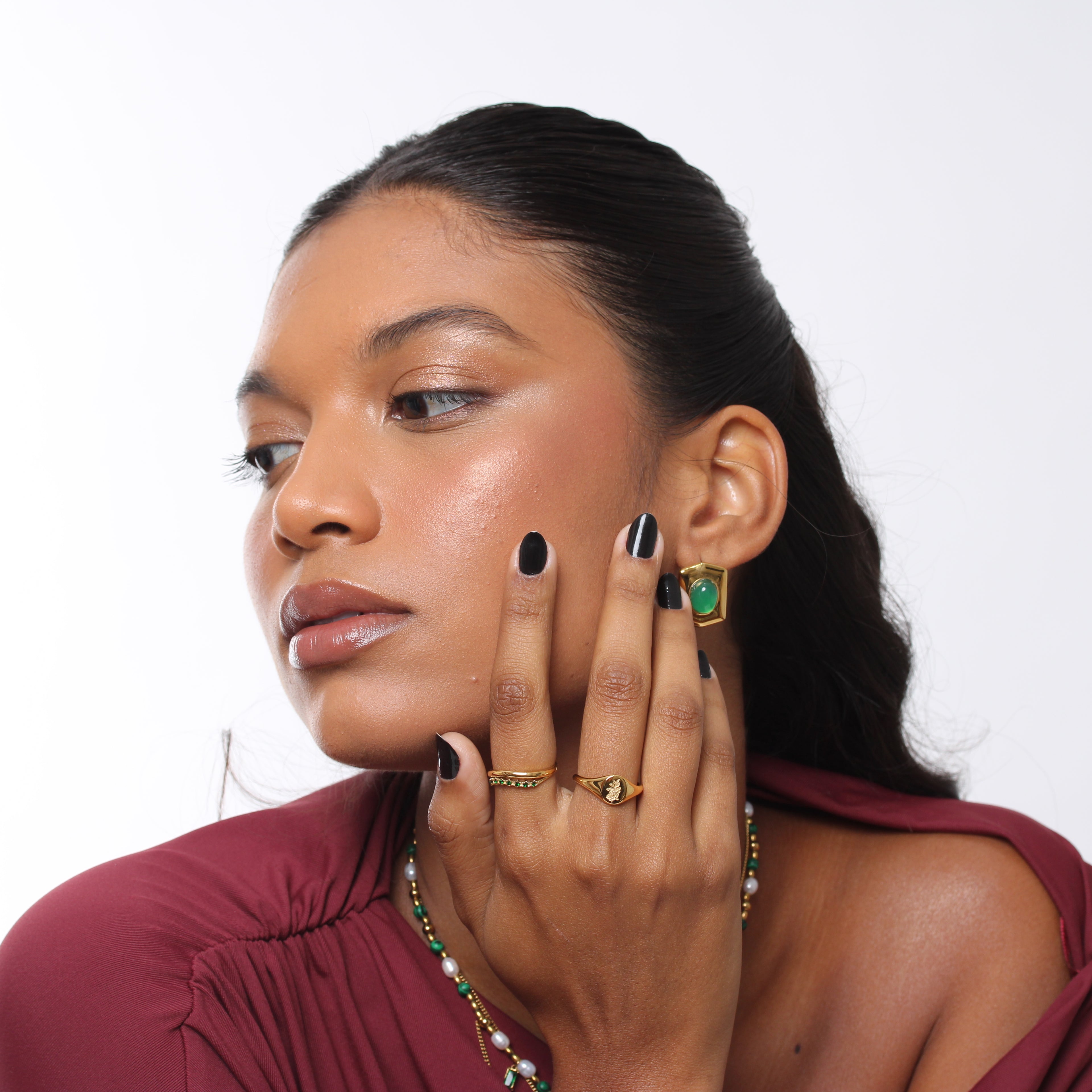 Anel Curvy Stones - Banho em Ouro 18K