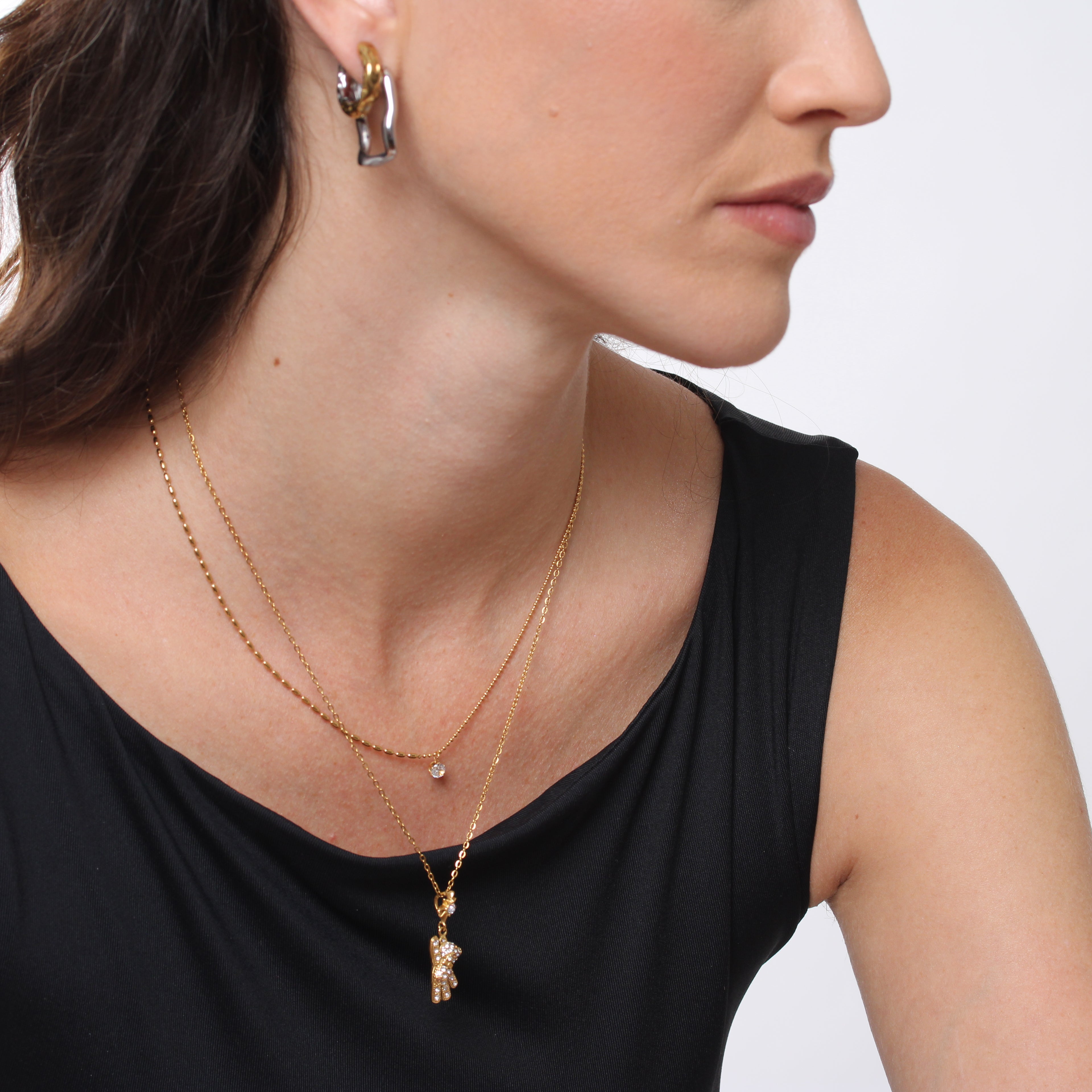 Colar Teddy Com Brilhantes - Banho em Ouro 18K