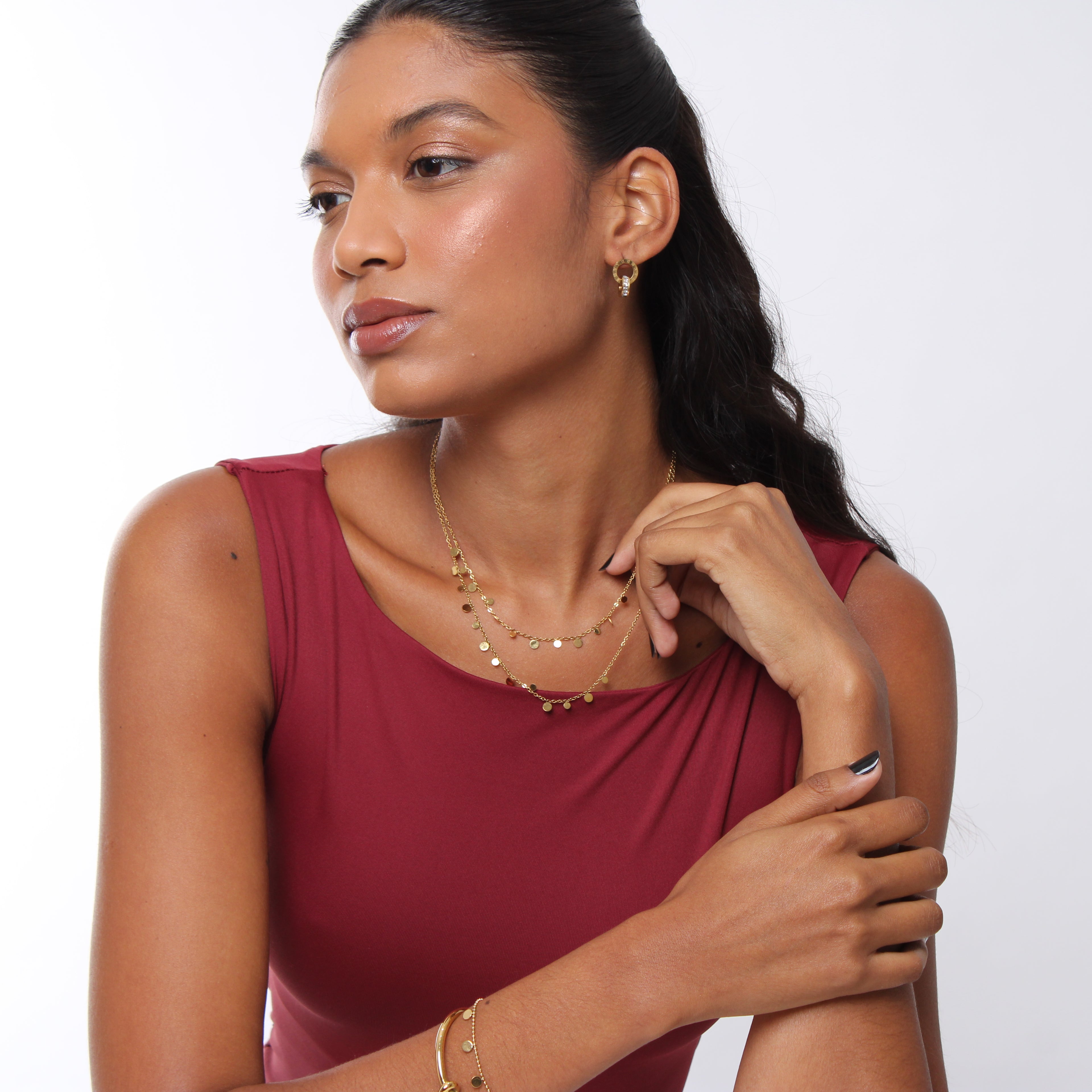 Brinco Roman Numerals - Banho em Ouro 18K
