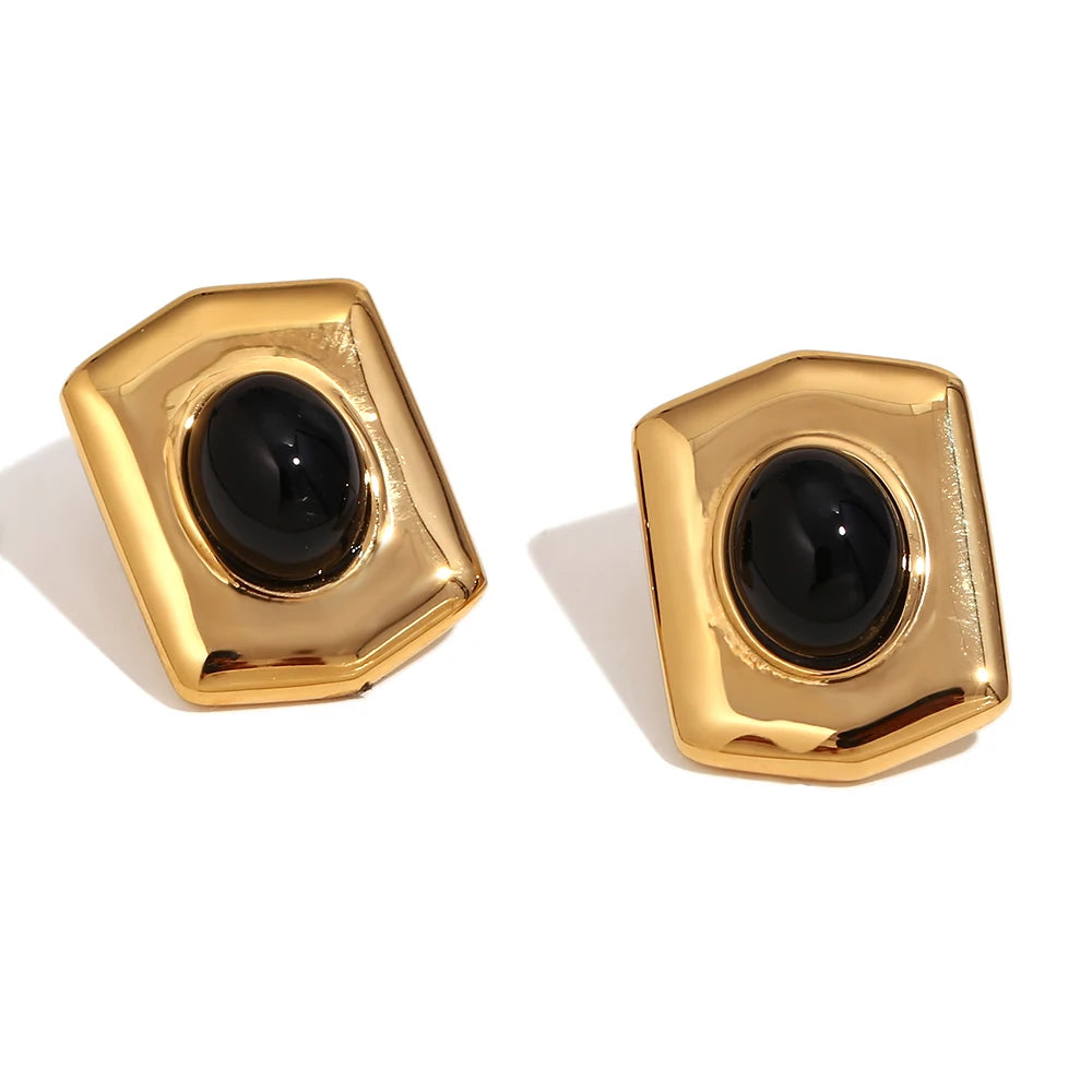 Brinco Agathe Stone - Banho em Ouro 18K