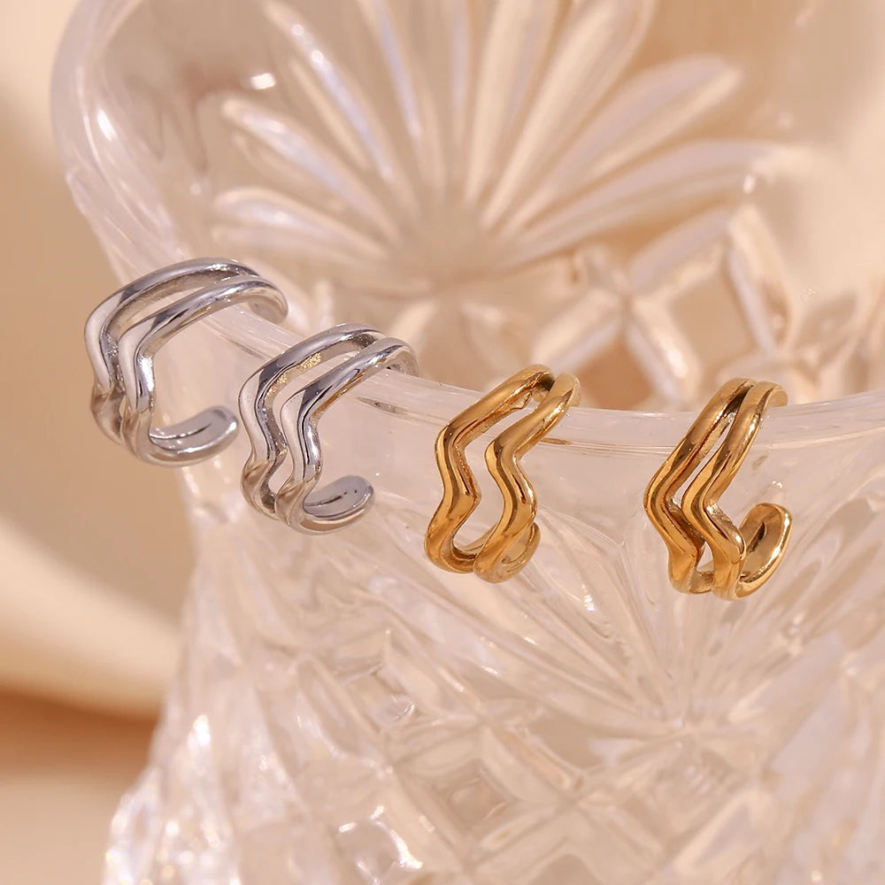 Brinco Ocean Wave - Banho em Ouro 18K