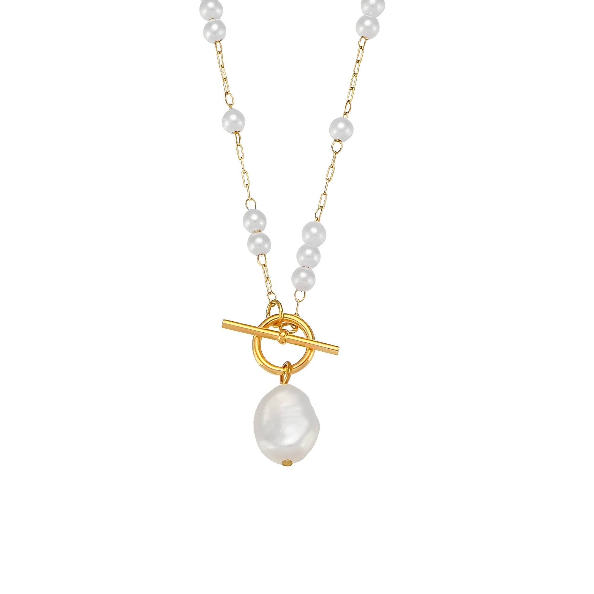 Colar Pearly Tie - Banho em Ouro 18K
