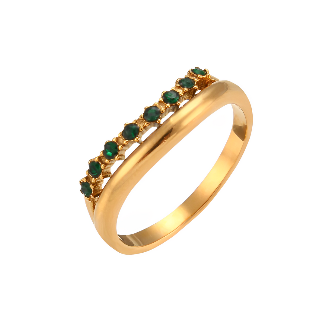 Anel Curvy Stones - Banho em Ouro 18K