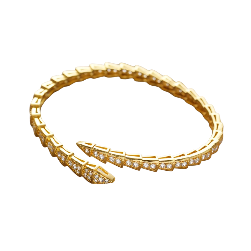 Bracelete Serpenti com Brilhantes - Banho em Ouro 18K