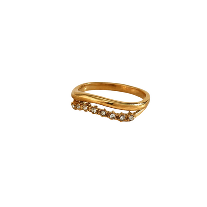 Anel Curvy Stones - Banho em Ouro 18K