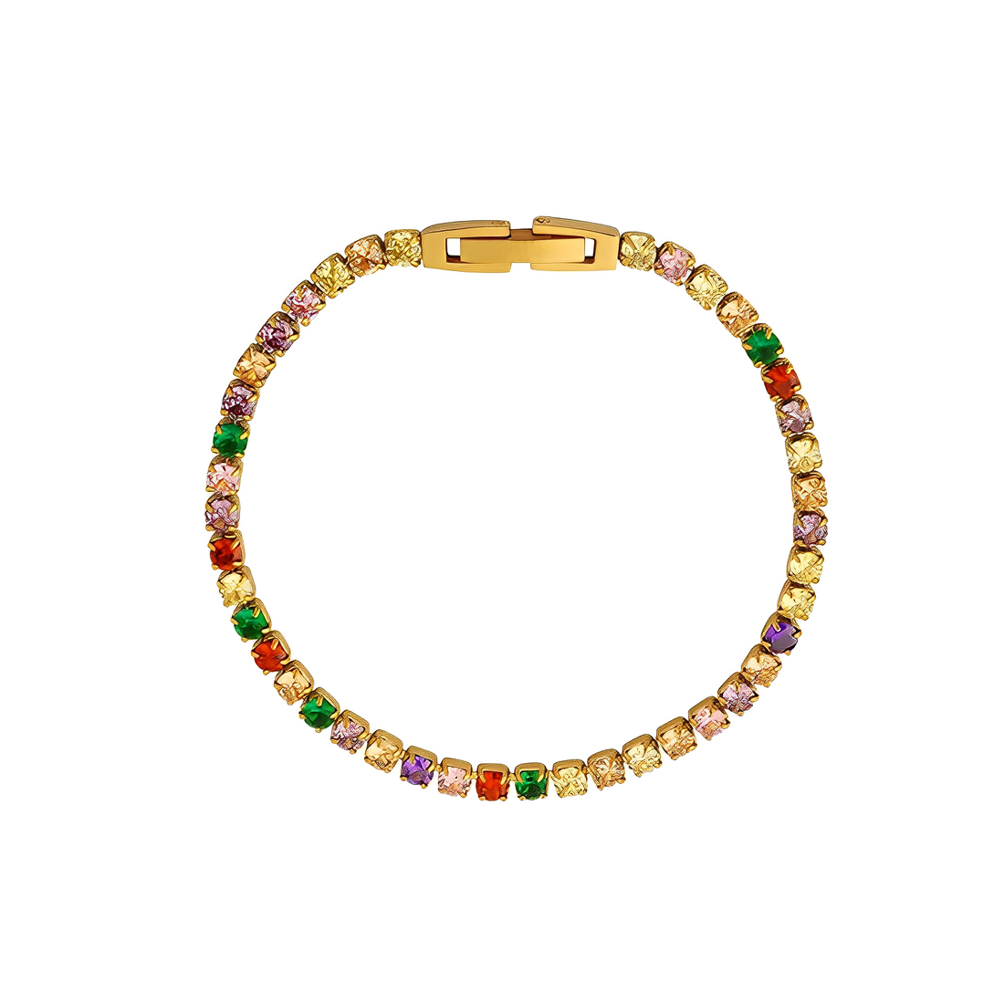 Bracelete Riviera Rainbow - Banho em Ouro 18K