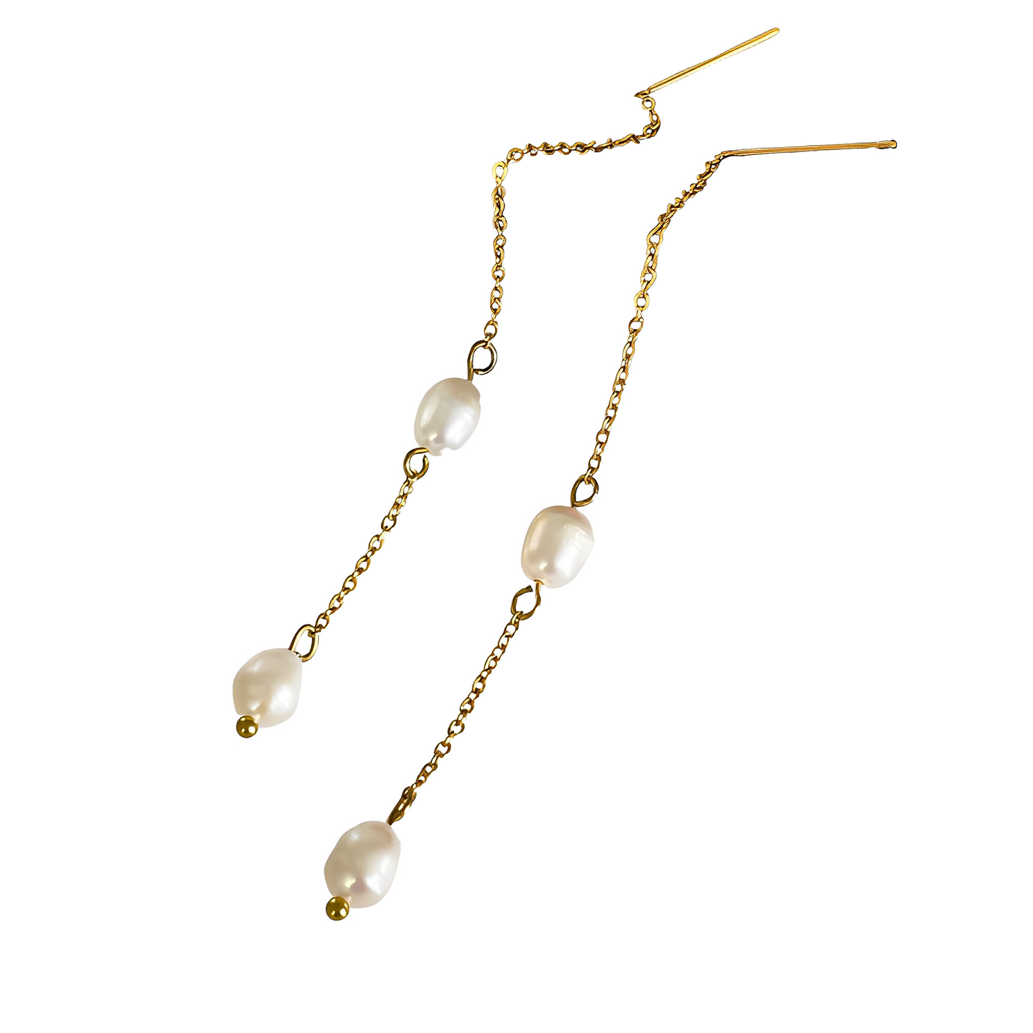 Brinco Dangling Pearls - Banho em Ouro 18K