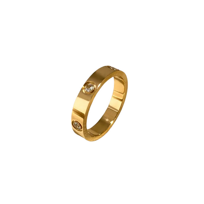 Anel Cart. Love com Brilhantes - Banho Ouro 18K