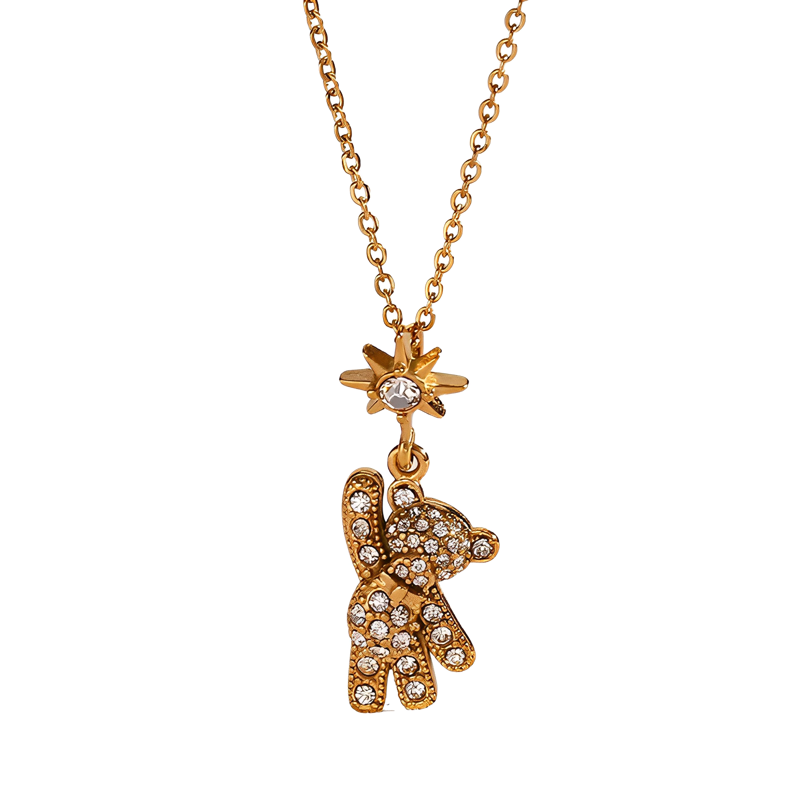 Colar Teddy Com Brilhantes - Banho em Ouro 18K