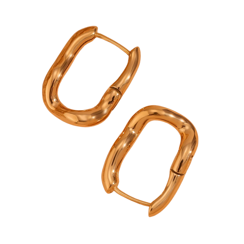 Brinco Wavy Square - Banho em Ouro 18K