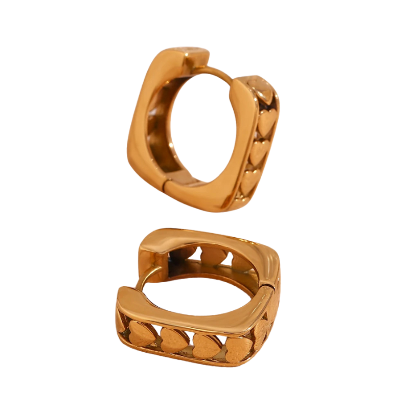 Brinco Square Love - Banho em Ouro 18K