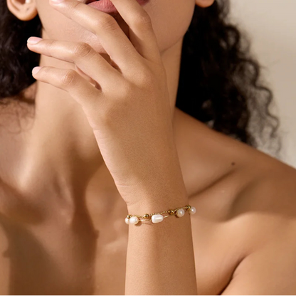 Bracelete Pearl Beads - Banho em Ouro 18K