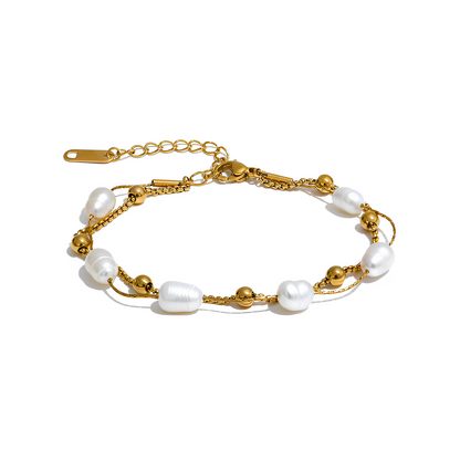 Bracelete Pearl Beads - Banho em Ouro 18K