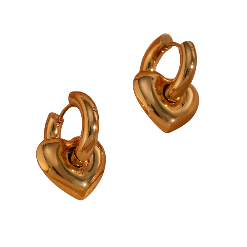 Brinco Heart Hoops - Banho em Ouro 18K