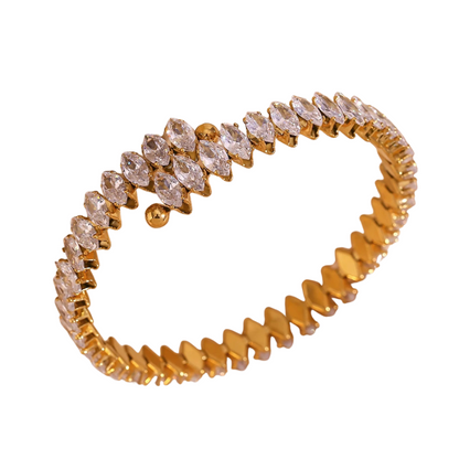 Bracelete Luxury com pedras Marquise - Banho em Ouro 18K