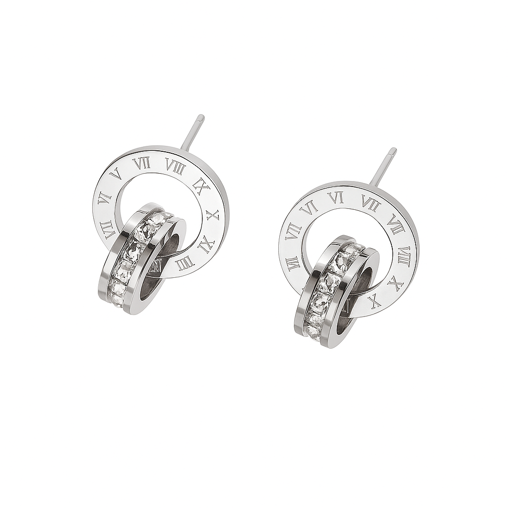 Brinco Roman Numerals - Banho em Ouro 18K