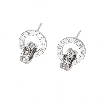 Brinco Roman Numerals - Banho em Ouro 18K