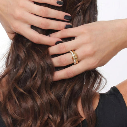 Anel Sparkly Ties - Banho em Ouro 18K