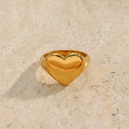 Anel Oversized Heart - Banho em Ouro 18K