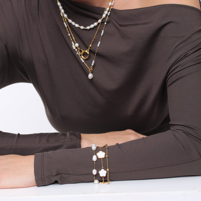Bracelete Pearl Beads - Banho em Ouro 18K
