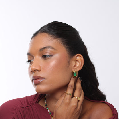 Brinco Agathe Stone - Banho em Ouro 18K