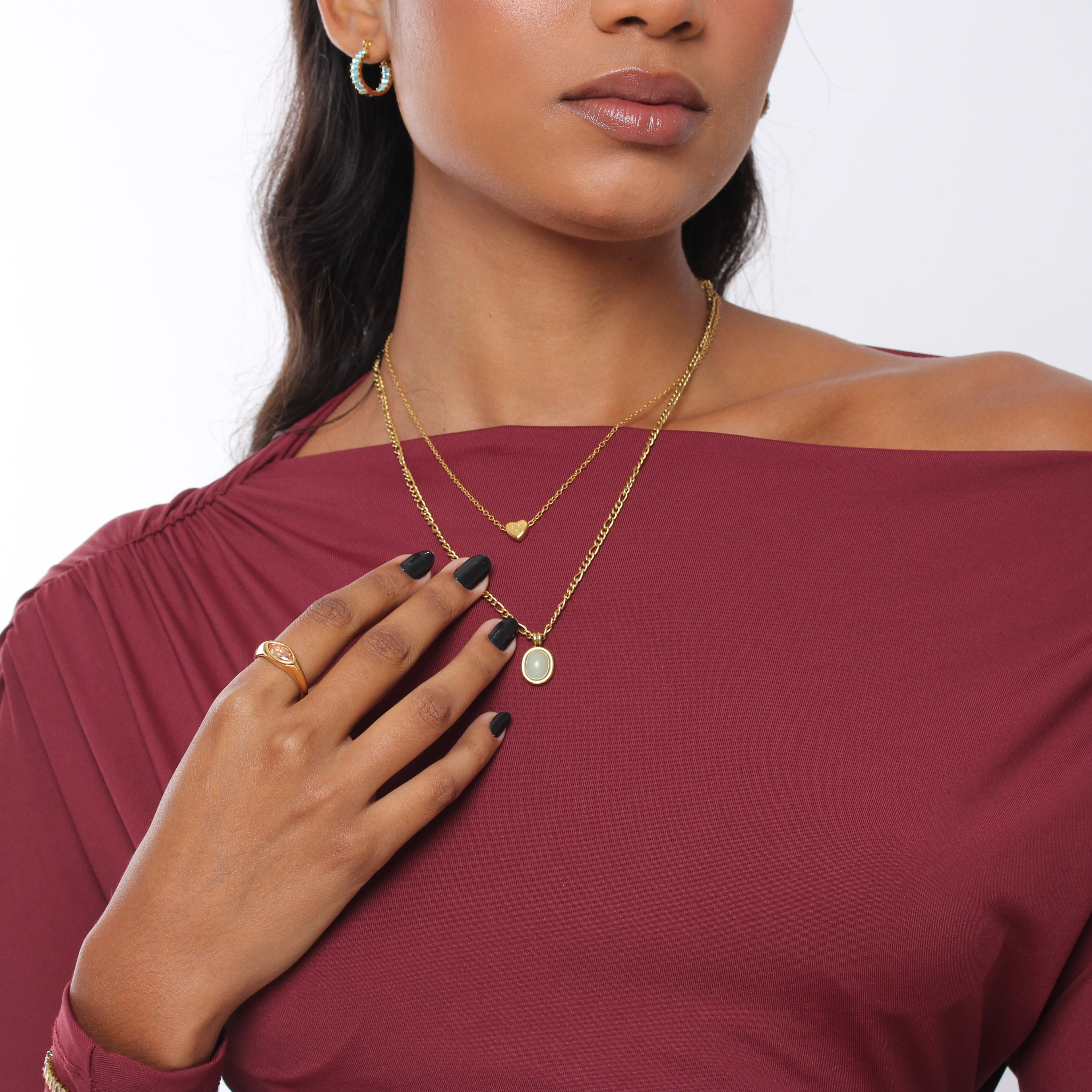 Colar Amazonite - Banho em Ouro 18K