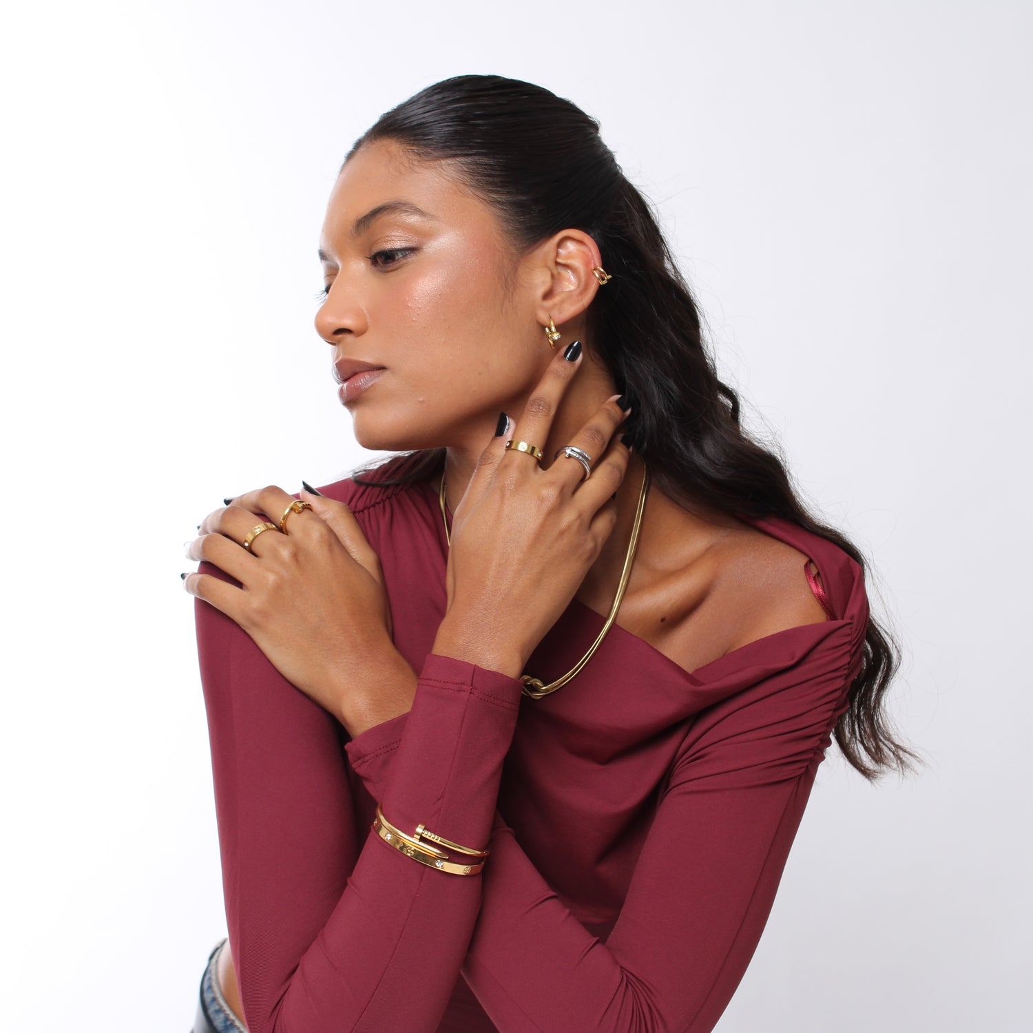 Brinco Nail Trendy - Banho em Ouro 18K