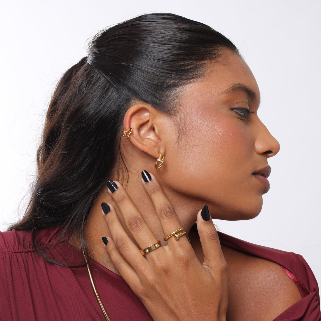Brinco Nail Trendy - Banho em Ouro 18K