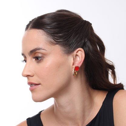 Brinco Flower Hoop - Banho em Ouro 18K