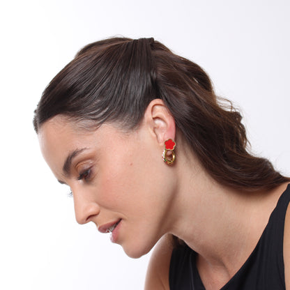 Brinco Flower Hoop - Banho em Ouro 18K