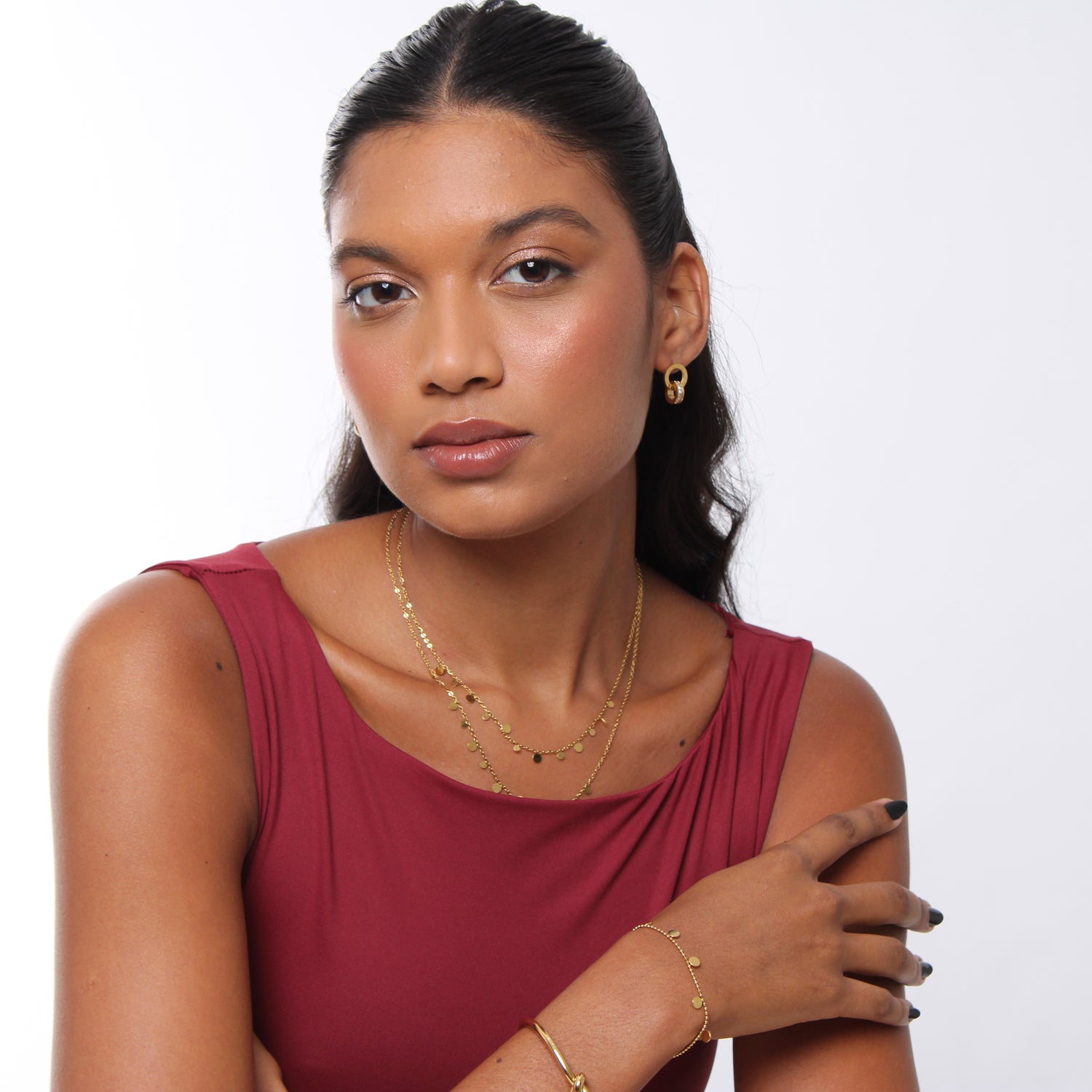 Brinco Roman Numerals - Banho em Ouro 18K