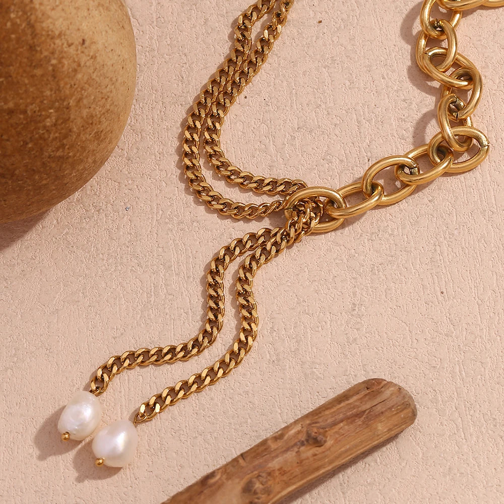 Colar Pearl Knot - Banho em Ouro 18K