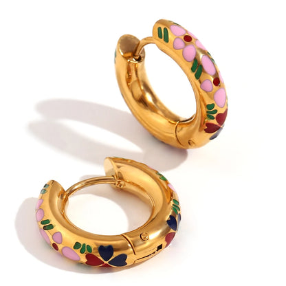 Brinco Flower Hoop - Banho em Ouro 18K