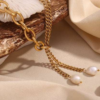 Colar Pearl Knot - Banho em Ouro 18K