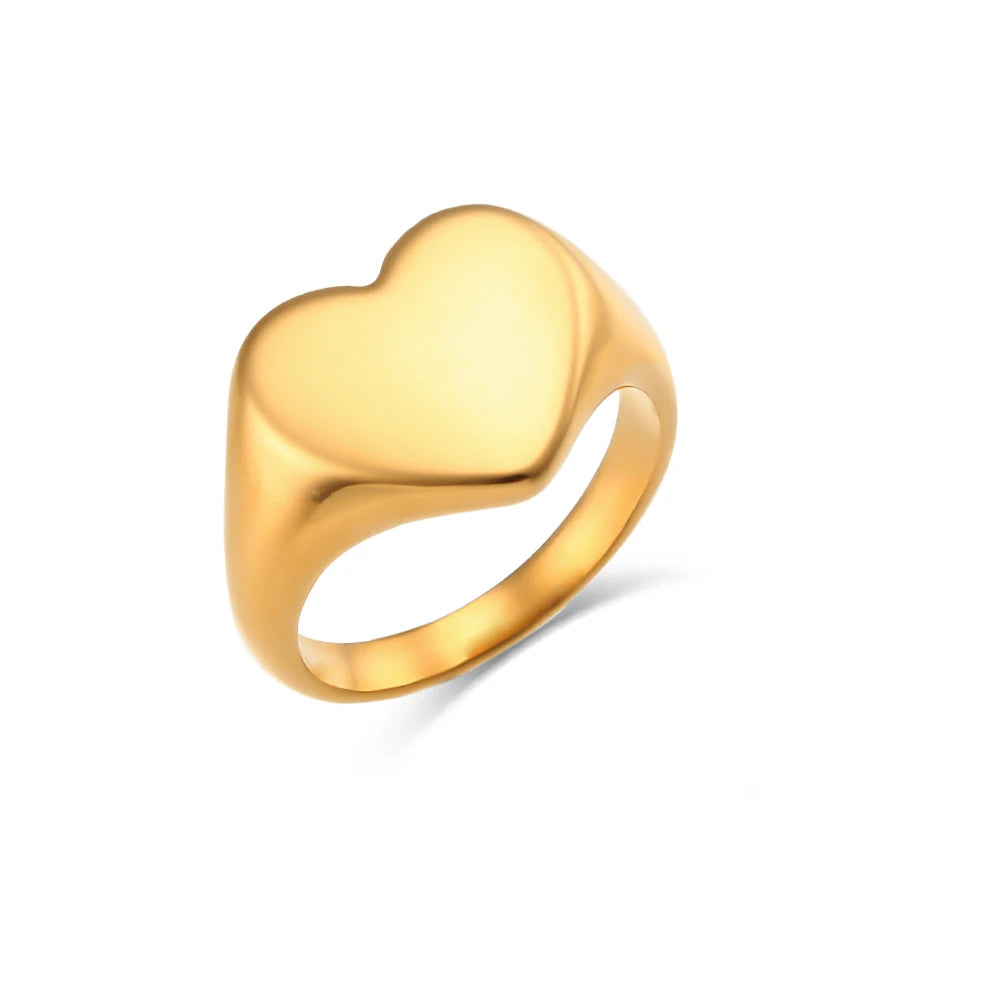 Anel Oversized Heart - Banho em Ouro 18K