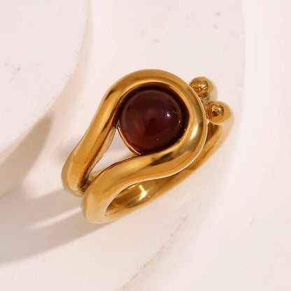 Anel Burgundy Stone - Banho em Ouro 18K