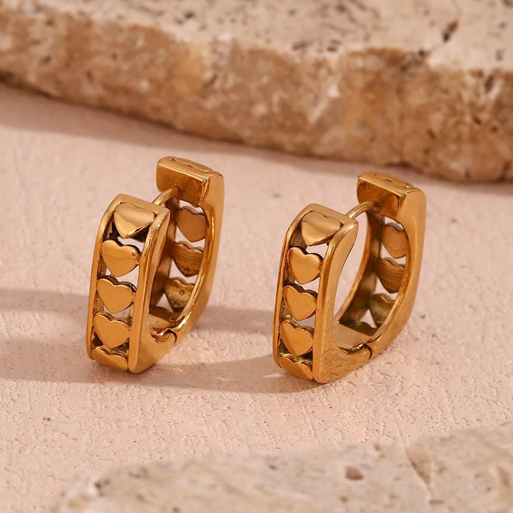 Brinco Square Love - Banho em Ouro 18K