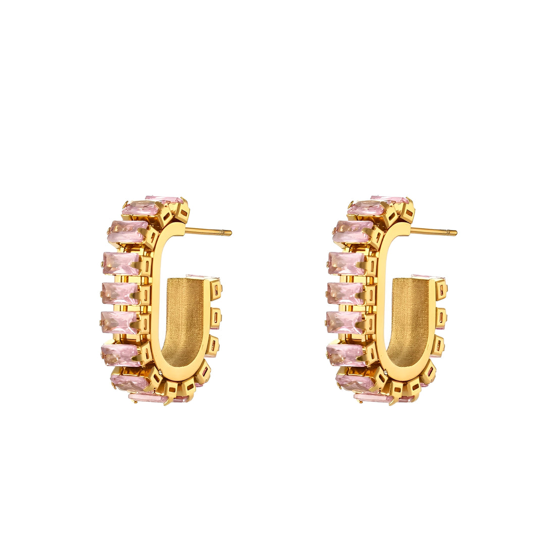 Brinco Oval Emerald Hoop - Banho em Ouro 18K